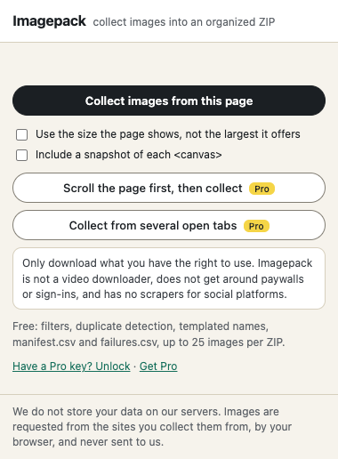 Imagepack popup